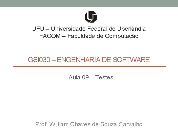 UFU – Universidade Federal de Uberlândia FACOM – Faculdade de Computação GSI 030 –
