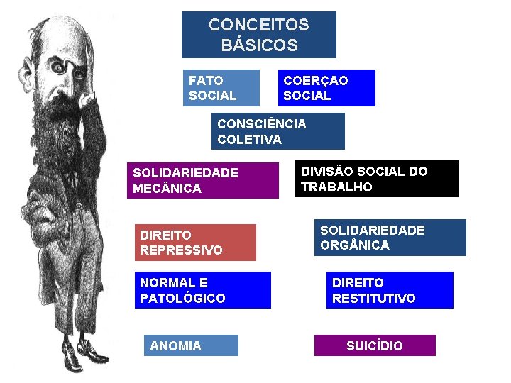 CONCEITOS BÁSICOS FATO SOCIAL COERÇAO SOCIAL CONSCIÊNCIA COLETIVA SOLIDARIEDADE MEC NICA DIVISÃO SOCIAL DO