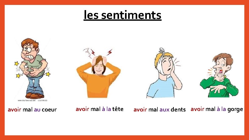 les sentiments avoir mal au coeur avoir mal à la tête avoir mal aux