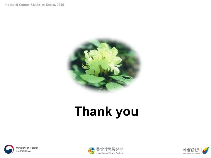 National Cancer Statistics Korea, 2015 Thank you 