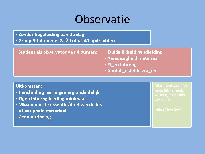 Observatie - Zonder begeleiding aan de slag! - Groep 5 tot en met 8