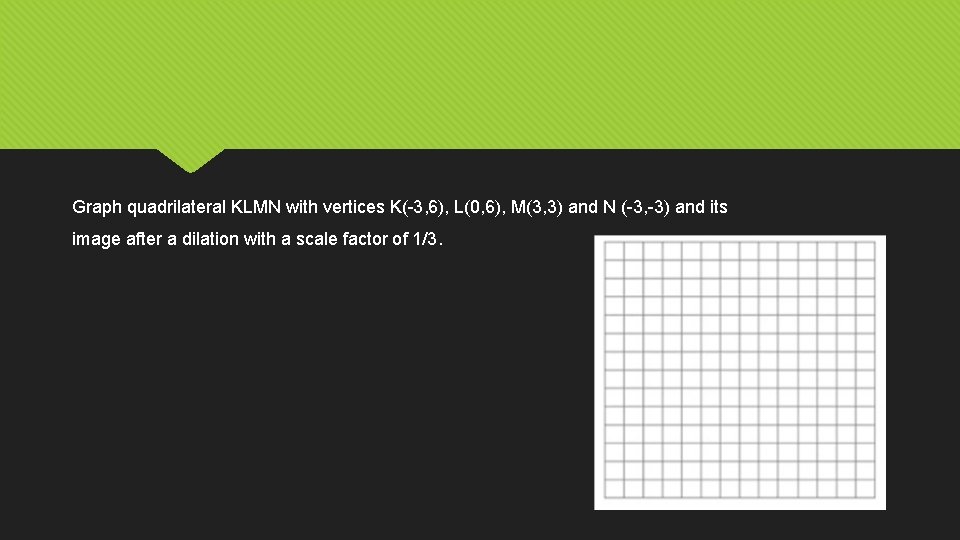 Graph quadrilateral KLMN with vertices K(-3, 6), L(0, 6), M(3, 3) and N (-3,
