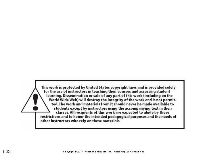 1– 33 Copyright © 2014 Pearson Education, Inc. Publishing as Prentice Hall. 