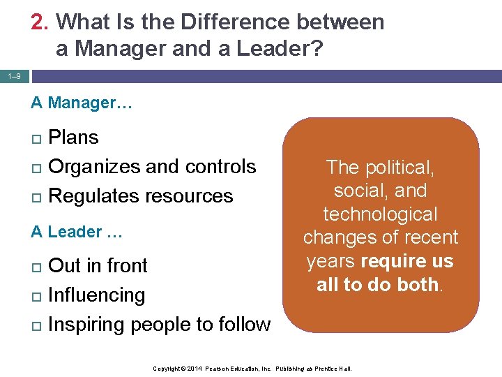 2. What Is the Difference between a Manager and a Leader? 1– 9 A