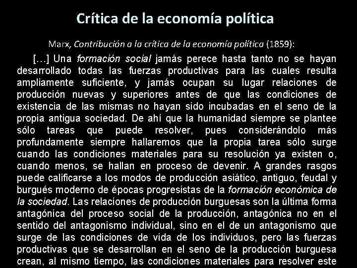 Crítica de la economía política Marx, Contribución a la crítica de la economía política