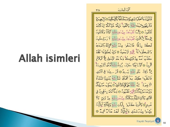 Allah isimleri 18 