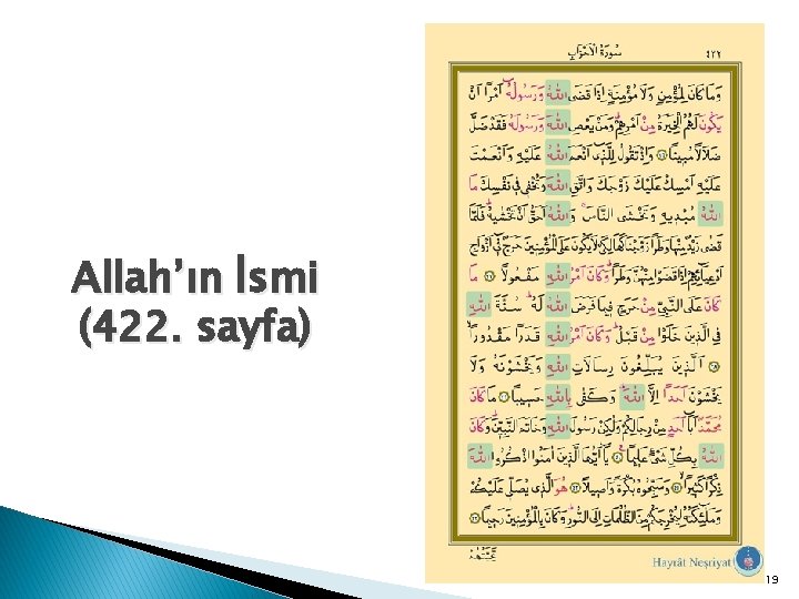 Allah’ın İsmi (422. sayfa) 19 