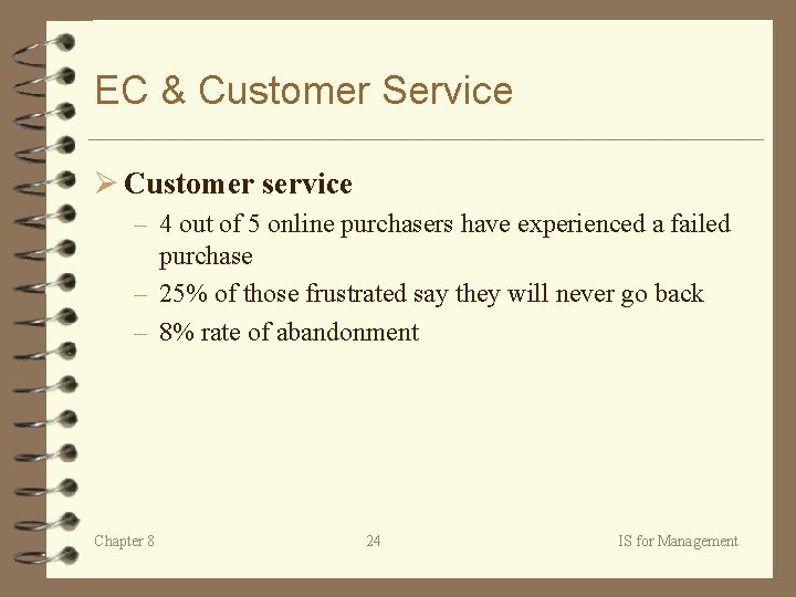 EC & Customer Service Ø Customer service – 4 out of 5 online purchasers EC & Customer Service Ø Customer service – 4 out of 5 online purchasers