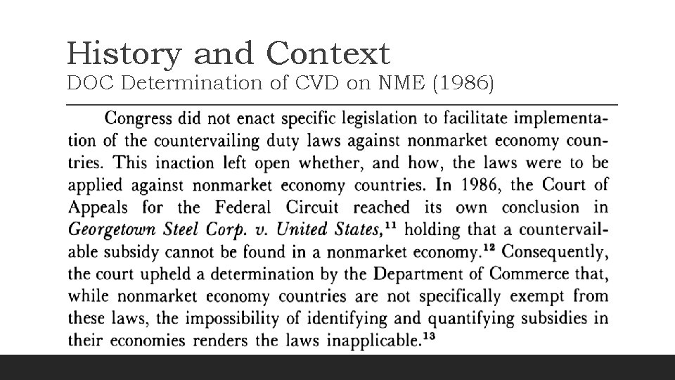 History and Context DOC Determination of CVD on NME (1986) 