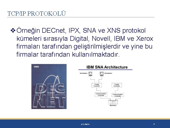 TCP/IP PROTOKOLÜ Örneğin DECnet, IPX, SNA ve XNS protokol kümeleri sırasıyla Digital, Novell, IBM