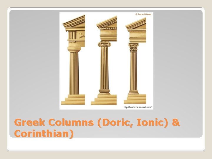 Greek Columns (Doric, Ionic) & Corinthian) 