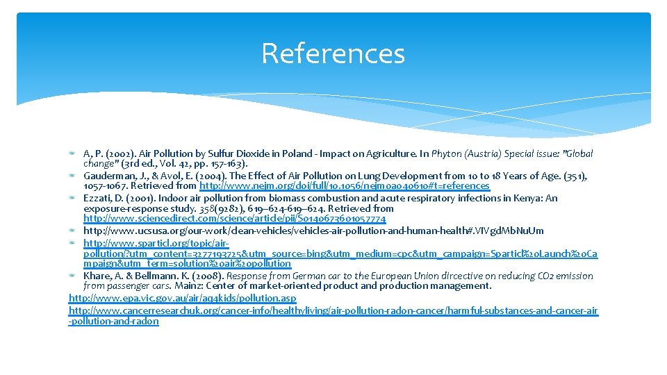 References A, P. (2002). Air Pollution by Sulfur Dioxide in Poland - Impact on