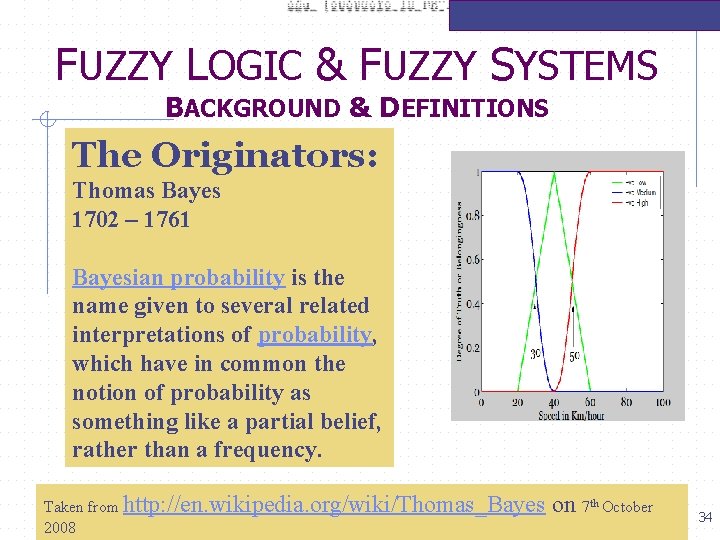 FUZZY LOGIC & FUZZY SYSTEMS BACKGROUND & DEFINITIONS The Originators: Thomas Bayes 1702 –