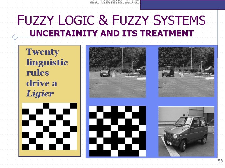 FUZZY LOGIC & FUZZY SYSTEMS UNCERTAINITY AND ITS TREATMENT Twenty linguistic rules drive a