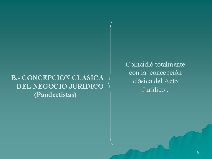 B. - CONCEPCION CLASICA DEL NEGOCIO JURIDICO (Pandectistas) Coincidió totalmente con la concepción clásica