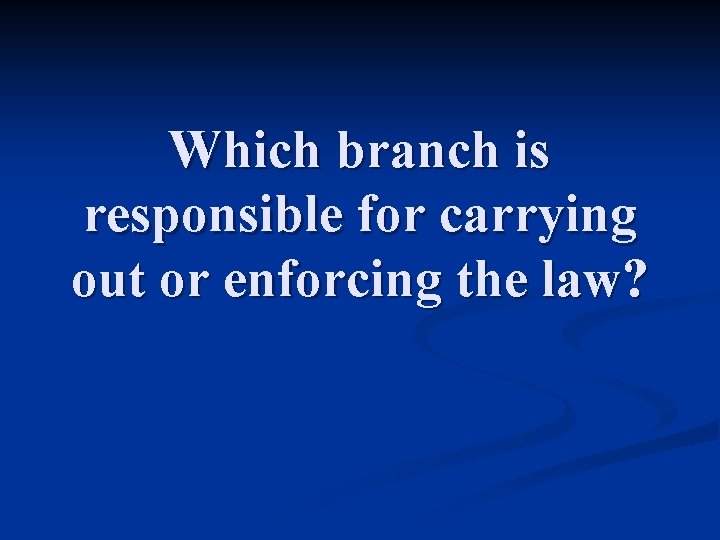 Which branch is responsible for carrying out or enforcing the law? 