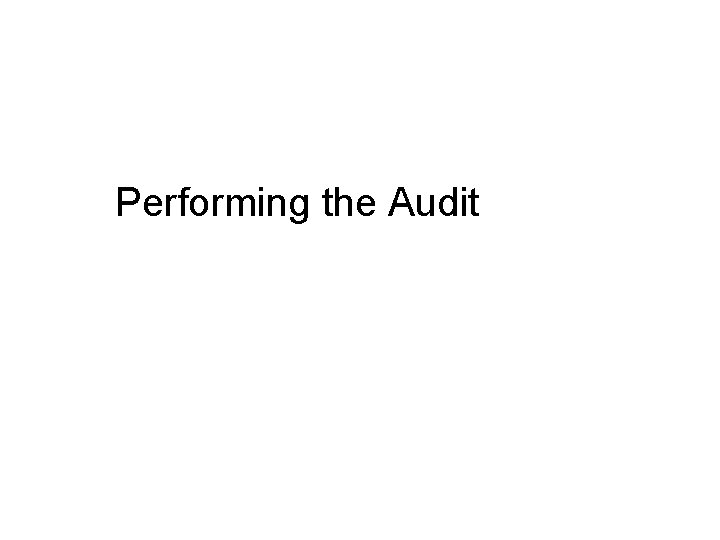 Performing the Audit 