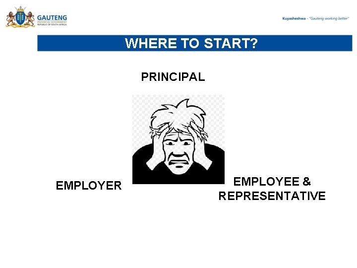 WHERE TO START? PRINCIPAL EMPLOYER EMPLOYEE & REPRESENTATIVE 