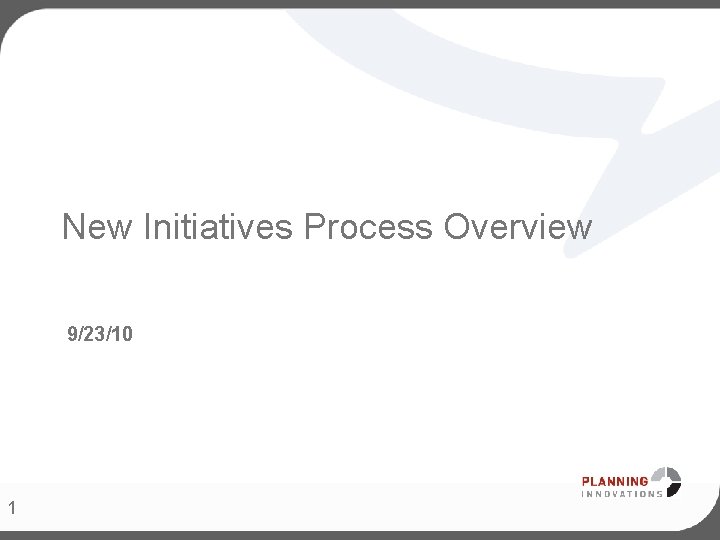 i PAC Program Review New Initiatives Process Overview