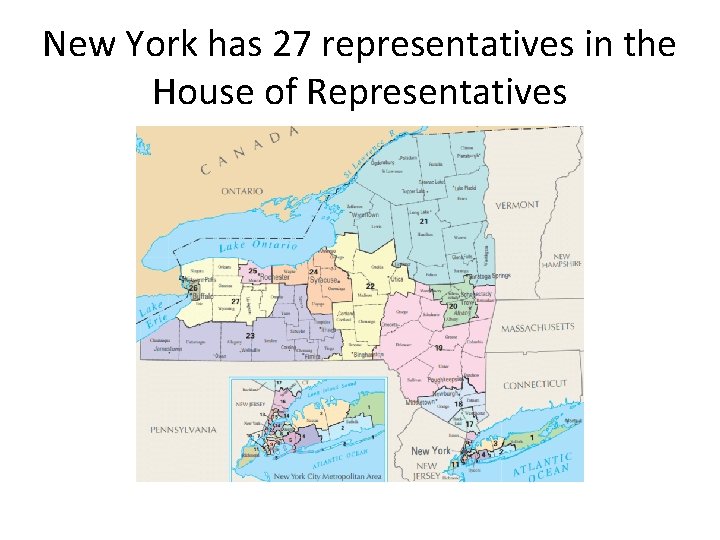 New York has 27 representatives in the House of Representatives 