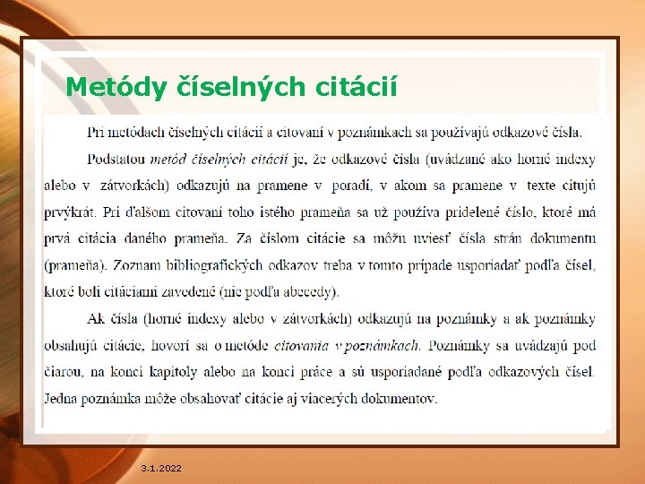 Metódy číselných citácií 3. 1. 2022 