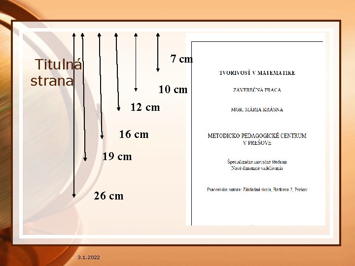 7 cm Titulná strana 10 cm 12 cm 16 cm 19 cm 26 cm