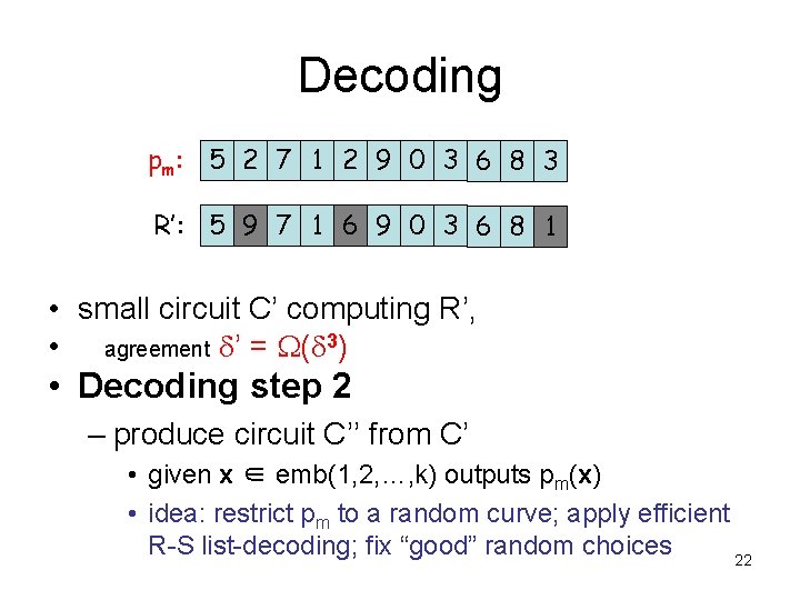 Decoding pm: 5 2 7 1 2 9 0 3 6 8 3 R’: