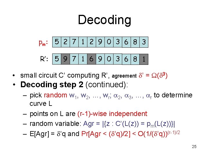 Decoding pm: 5 2 7 1 2 9 0 3 6 8 3 R’: