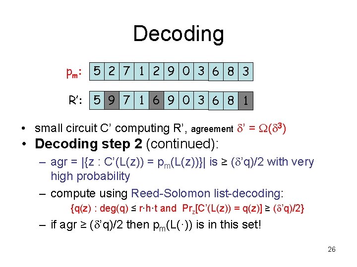 Decoding pm: 5 2 7 1 2 9 0 3 6 8 3 R’: