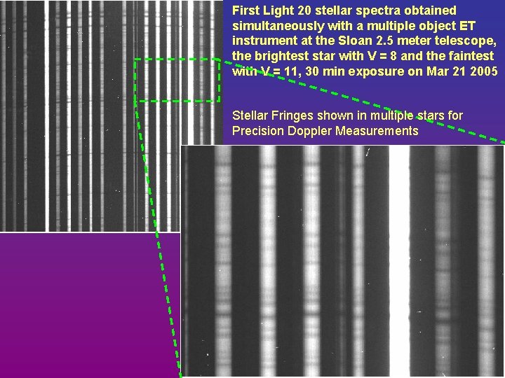 First Light 20 stellar spectra obtained simultaneously with a multiple object ET instrument at