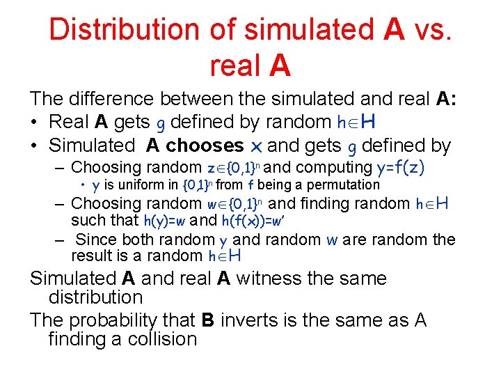 Distribution of simulated A vs. real A The difference between the simulated and real