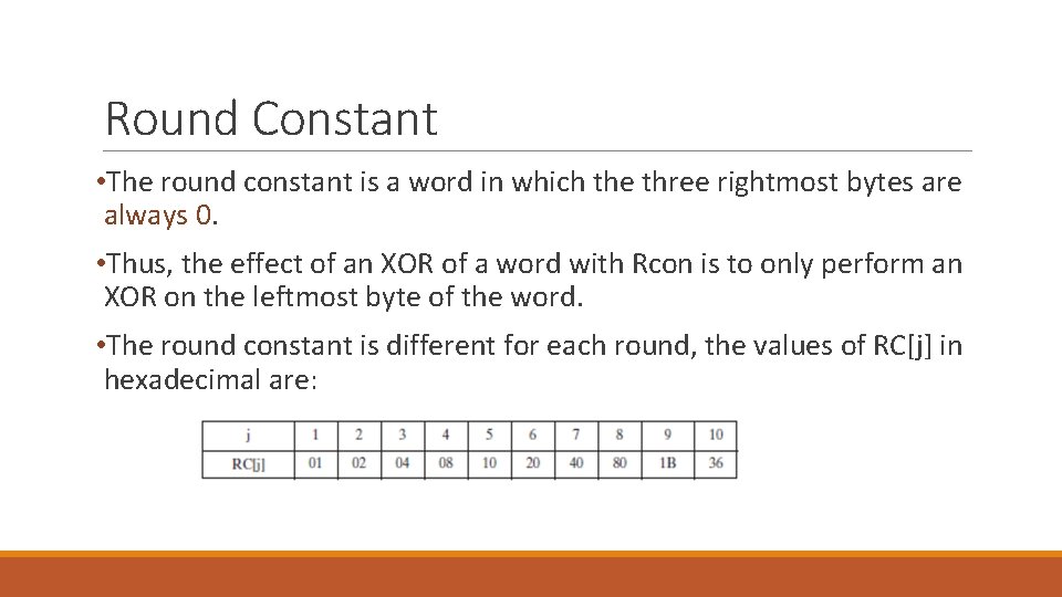 Round Constant • The round constant is a word in which the three rightmost