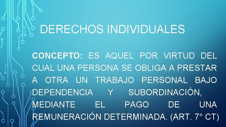DERECHOS INDIVIDUALES CONCEPTO: ES AQUEL POR VIRTUD DEL CUAL UNA PERSONA SE OBLIGA A DERECHOS INDIVIDUALES CONCEPTO: ES AQUEL POR VIRTUD DEL CUAL UNA PERSONA SE OBLIGA A