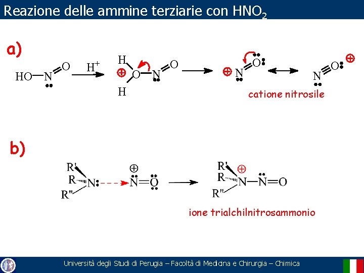 Reazione delle ammine terziarie con HNO 2 a) HO N O + H H