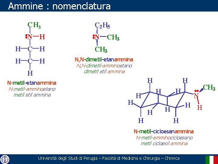 Ammine : nomenclatura CH 3 C 2 H 5 N H N CH 3