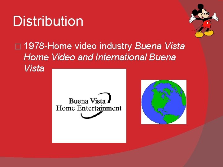 Distribution � 1978 -Home video industry Buena Vista Home Video and International Buena Vista