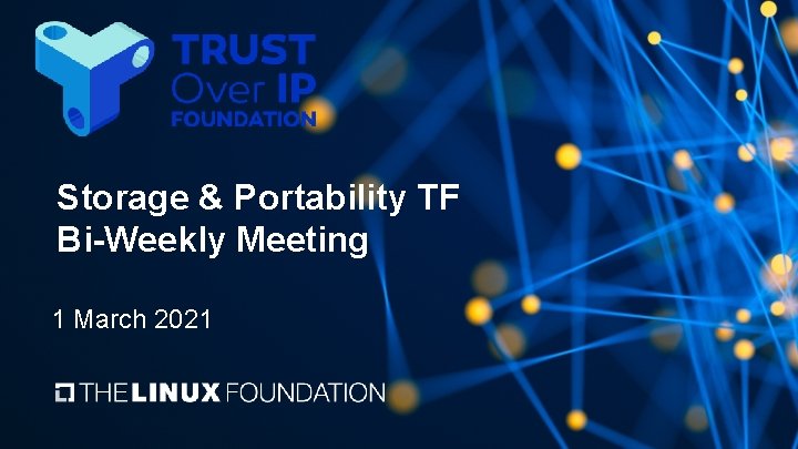 Storage & Portability TF Bi-Weekly Meeting 1 March 2021 