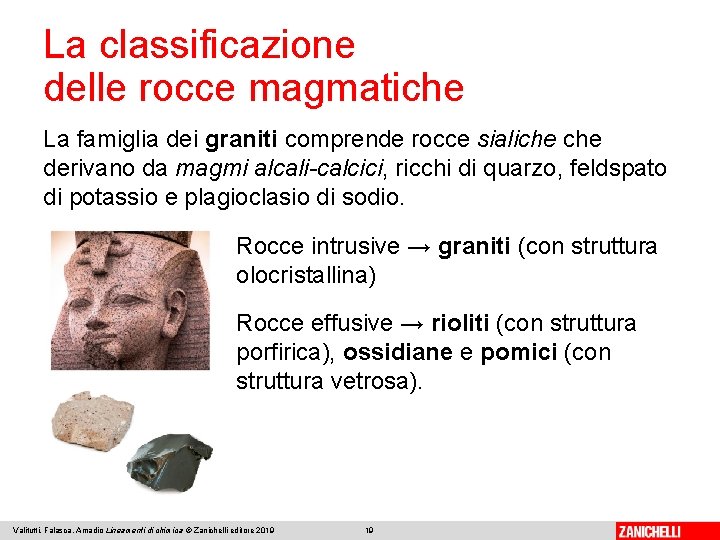 La classificazione delle rocce magmatiche La famiglia dei graniti comprende rocce sialiche derivano da