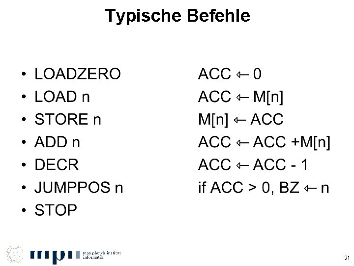 Typische Befehle • 21 