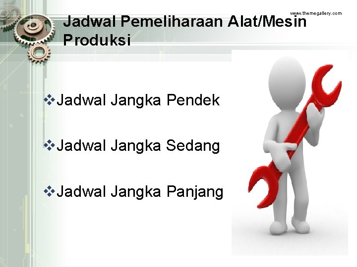 www. themegallery. com Jadwal Pemeliharaan Alat/Mesin Produksi v. Jadwal Jangka Pendek v. Jadwal Jangka