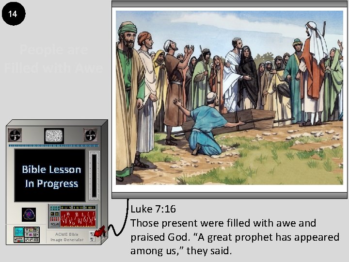 14 People are Filled with Awe Bible Lesson In Progress ACME Bible Image Generator