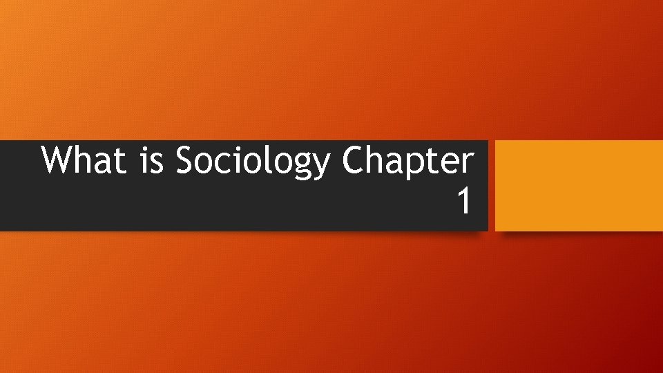 What is Sociology Chapter 1 What is Sociology Chapter 1