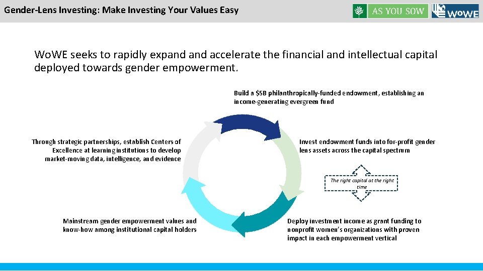 Gender-Lens Investing: Make Investing Your Values Easy Wo. WE seeks to rapidly expand accelerate