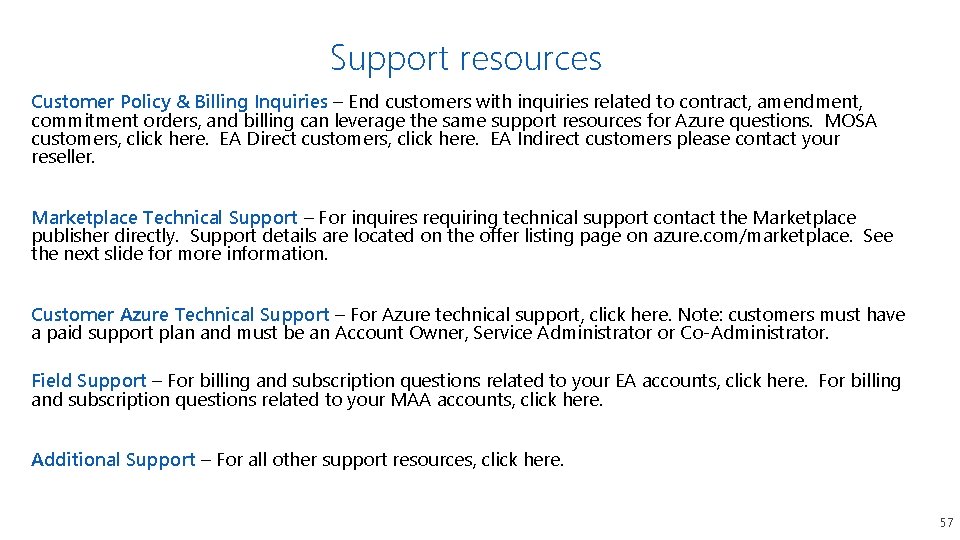 Support resources Customer Policy & Billing Inquiries – End customers with inquiries related to