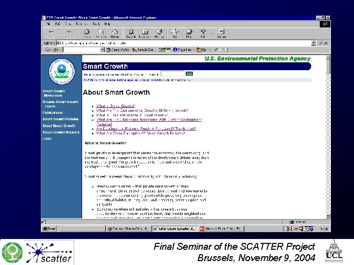 Final Seminar of the SCATTER Project Brussels, November 9, 2004 