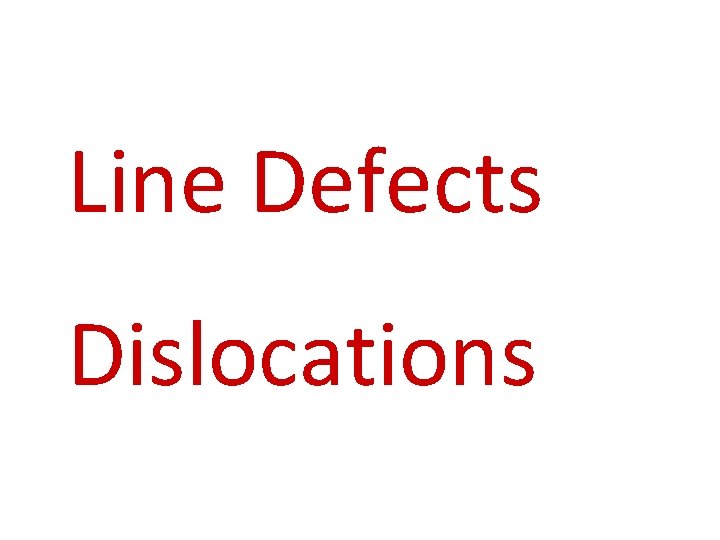 Line Defects Dislocations 