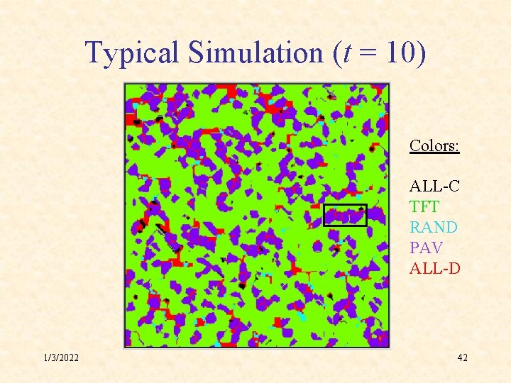 Typical Simulation (t = 10) Colors: ALL-C TFT RAND PAV ALL-D 1/3/2022 42 