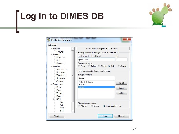 Log In to DIMES DB 27 