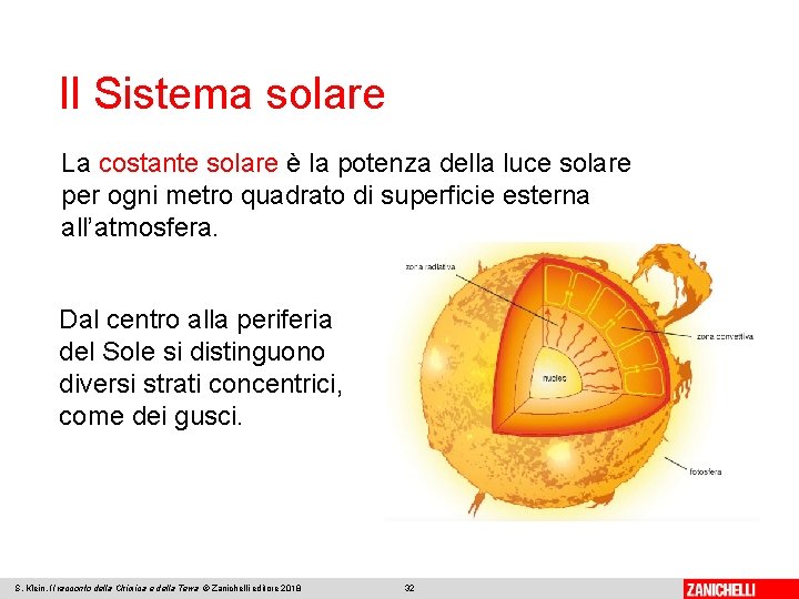 Il Sistema solare La costante solare è la potenza della luce solare per ogni