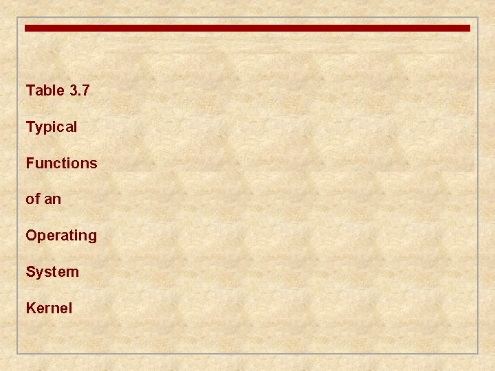 Table 3. 7 Typical Functions of an Operating System Kernel 